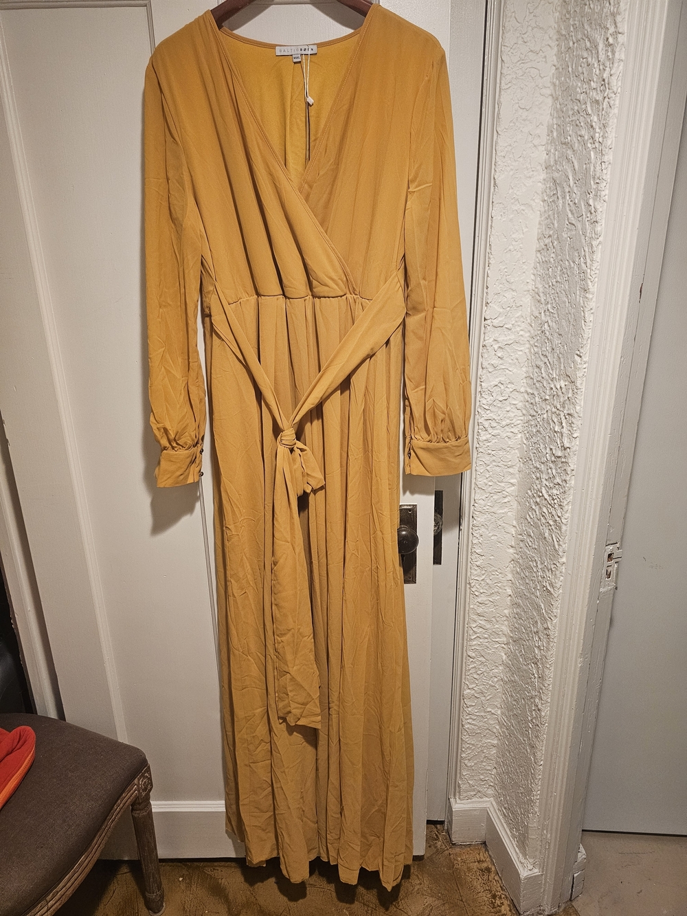 NWT Baltic Born XXXL Mustard Long-Sleeve Maxi Wrap Dress